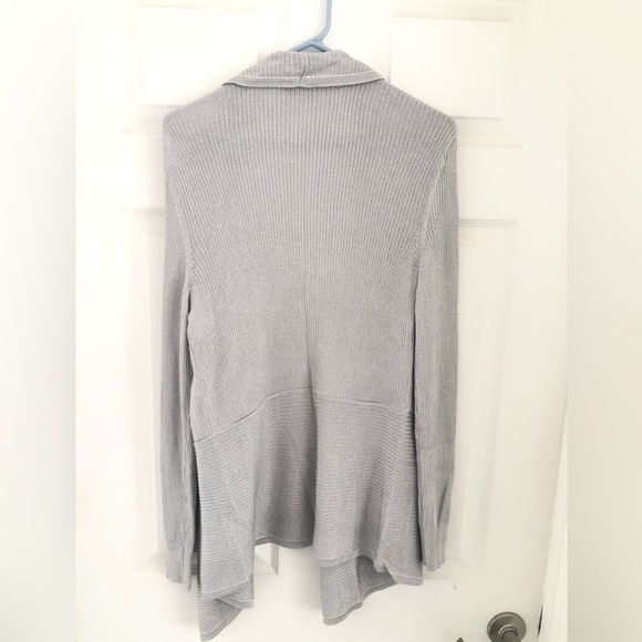 White House Black market silver metallic long sleeve cardigan. - Picture 11 of 14